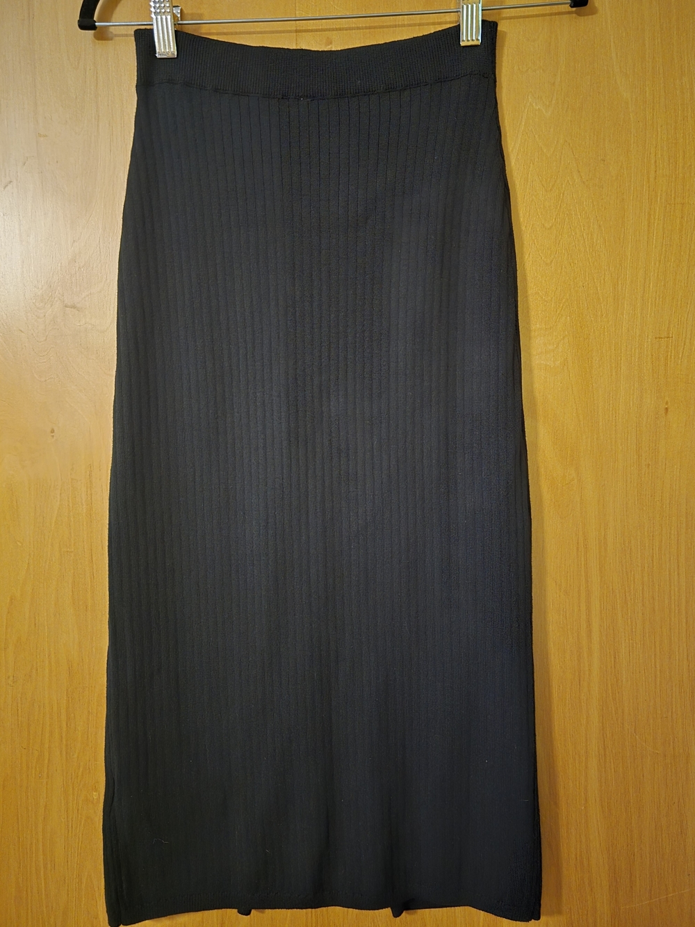 Free People Black Ribbed Knit Midi Skirt Women’s Small Pull-On Boho Minimalist - Picture 3 of 5